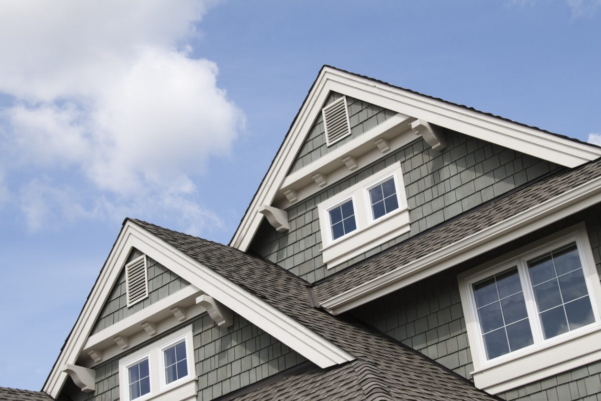 Detail of the roof line of a Northwest home. Good for real estate purposes.