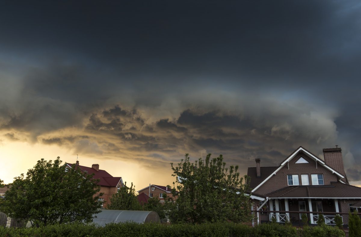 Summer storm clouds over the village.