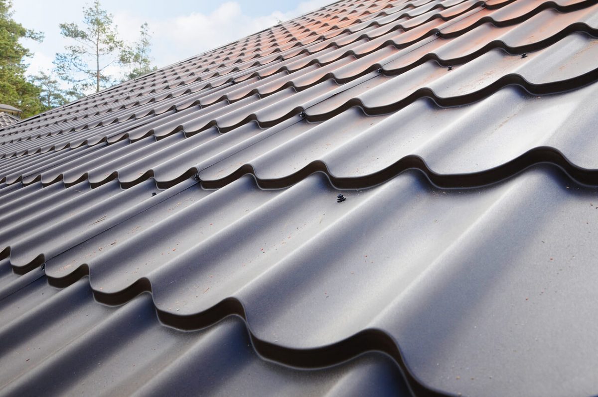 A closeup of a metal roof