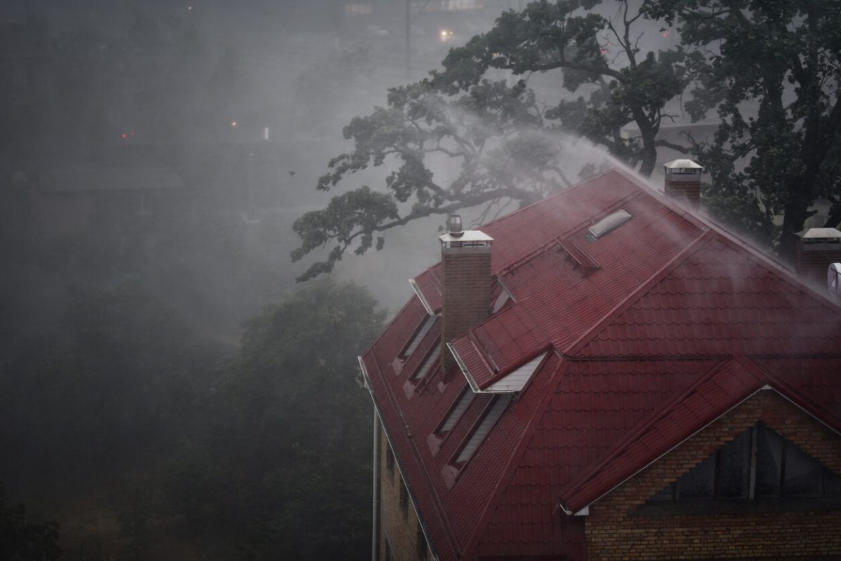 heavy rain with a stormy wind in living sector