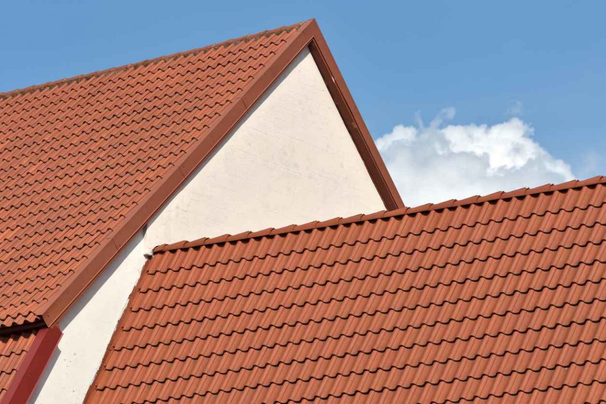Red clay tiled roof background,